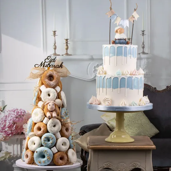 2 Layered Eid Al Adha Cake and Donuts Tower Set